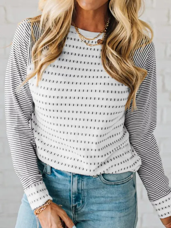 Stripe Raglan Patchwork Long Sleeve Top sold by Charming Charlie