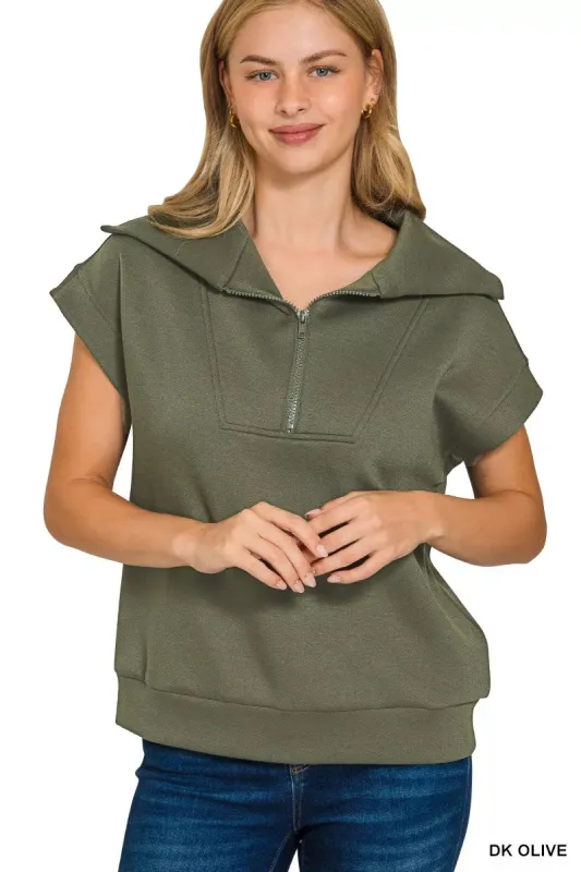 Zenana Scuba Half Zip Top sold by Charming Charlie