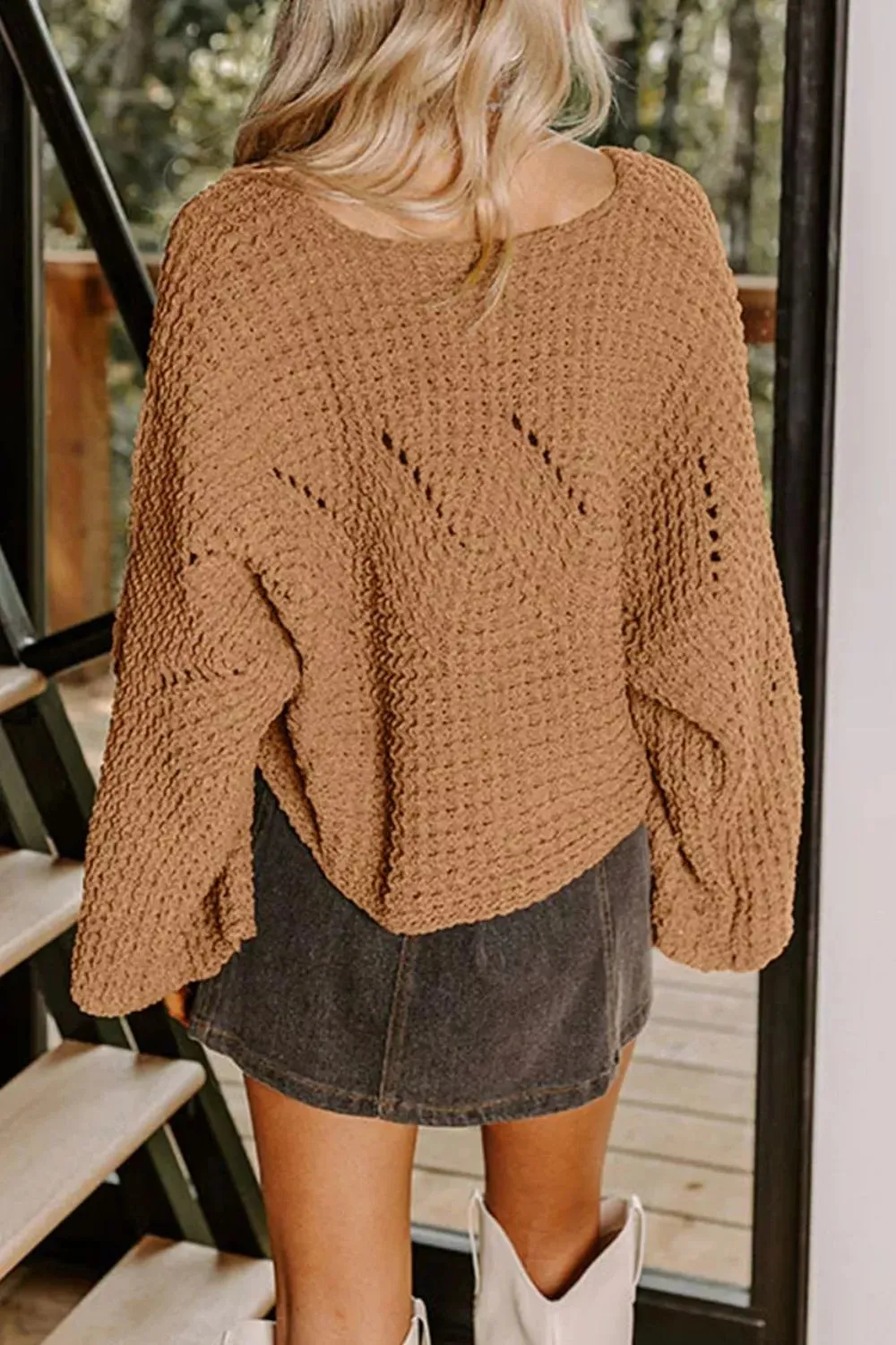 Hollowed Detail Wide Sleeve Loose Pullover Sweater sold by Charming Charlie product image thumbnail 2