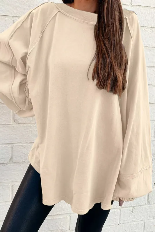 Oversized Long Sleeve Crewneck Sweatshirt sold by Charming Charlie