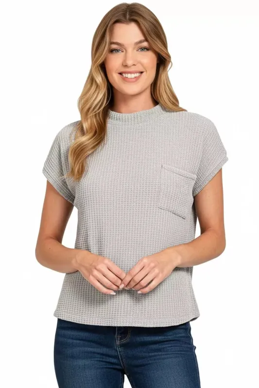 Zenana Chenille Waffle Short Sleeve Sweater sold by Charming Charlie