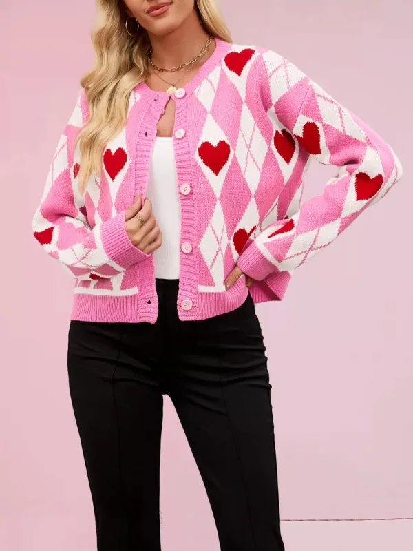 Heart Pattern Button-Up Cardigan sold by Charming Charlie