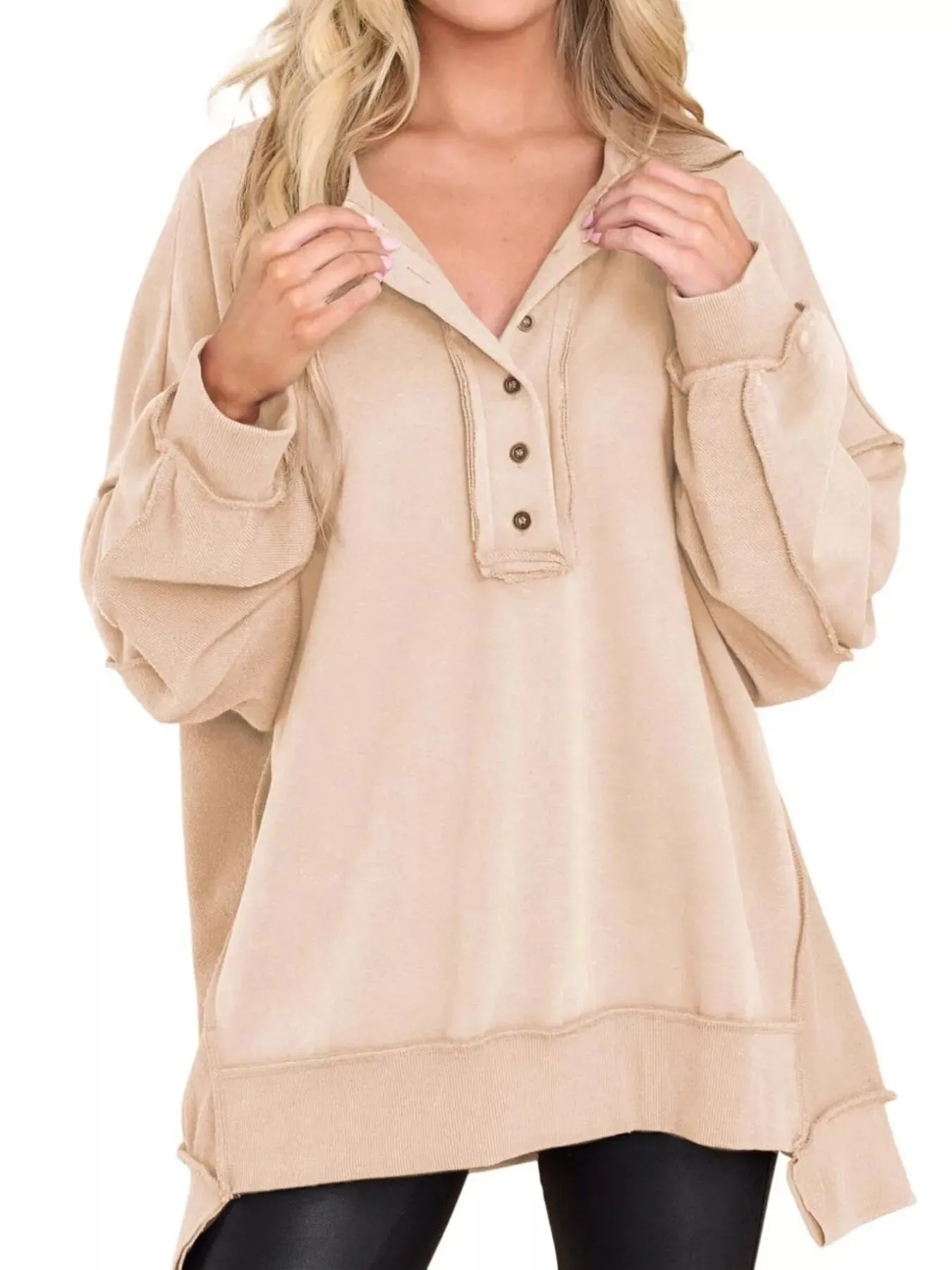 Half Snap Long Sleeve Sweatshirt sold by Charming Charlie