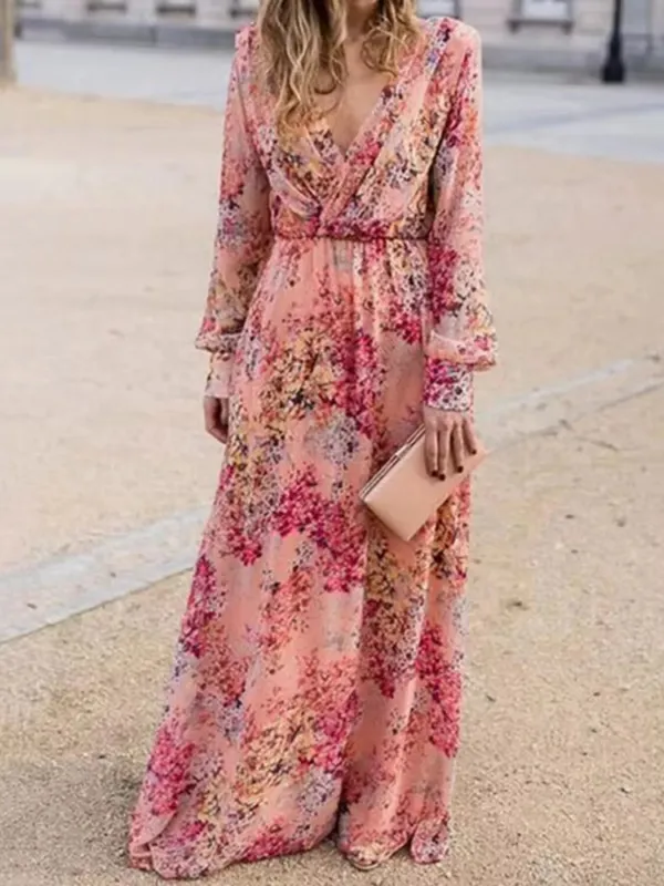 Full Size Floral Print Long Sleeve Maxi Dress Plus Size sold by Charming Charlie