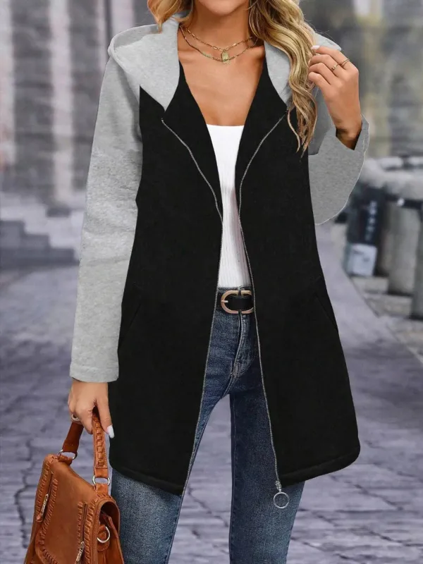 Full Size Zip Up Hooded Longline Outerwear Plus Size sold by Charming Charlie