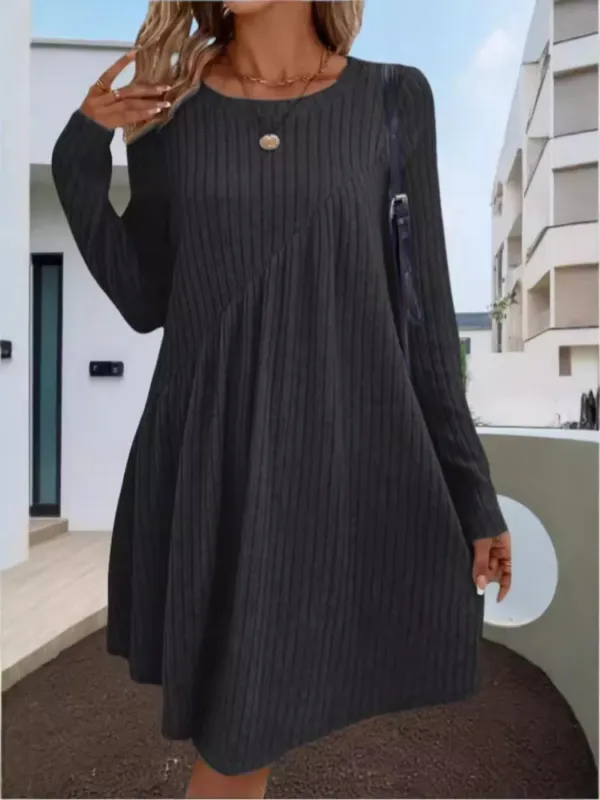Casual Ribbed Knit Long Sleeve Swing Dress sold by Charming Charlie