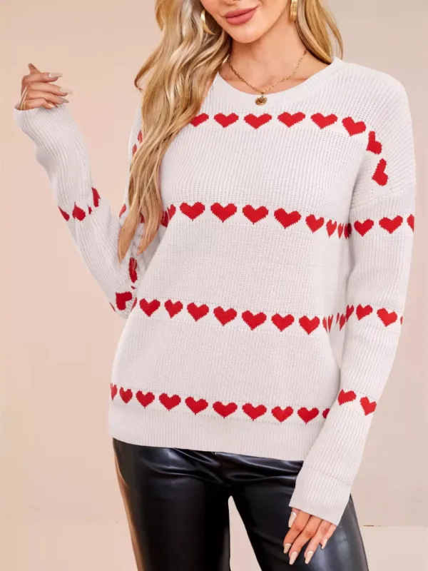 Heart Pattern Dropped Shoulder Sweater sold by Charming Charlie