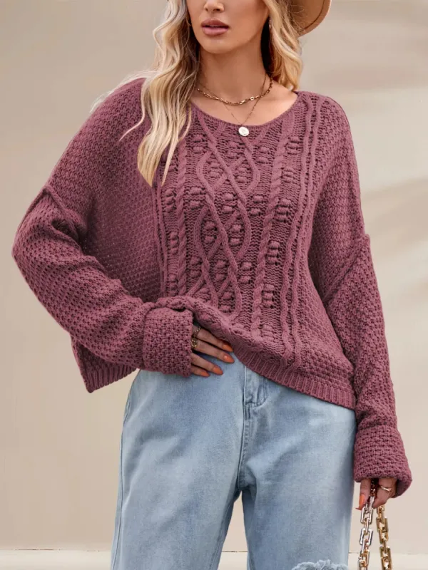 Textured Knit Round Neck Sweater sold by Charming Charlie
