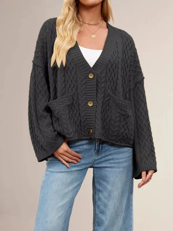 Cable Knit Button-Down Cardigan sold by Charming Charlie