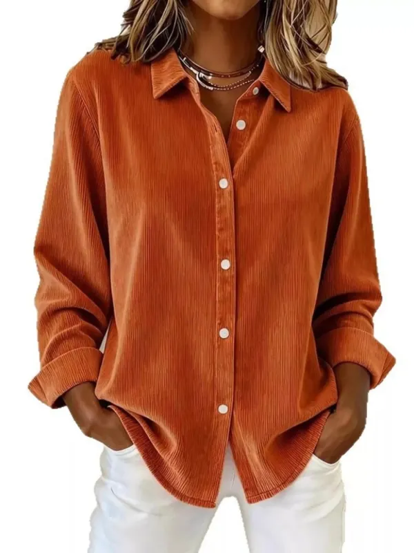 Full Size Corduroy Button-Down Shirt Plus Size sold by Charming Charlie