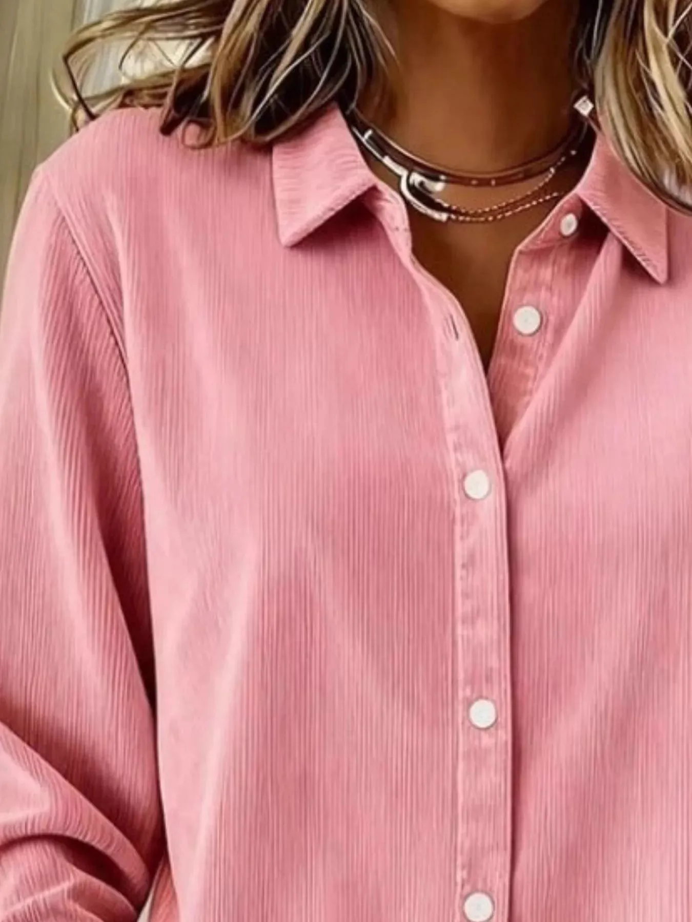 Full Size Corduroy Button-Down Shirt Plus Size sold by Charming Charlie product image thumbnail 5
