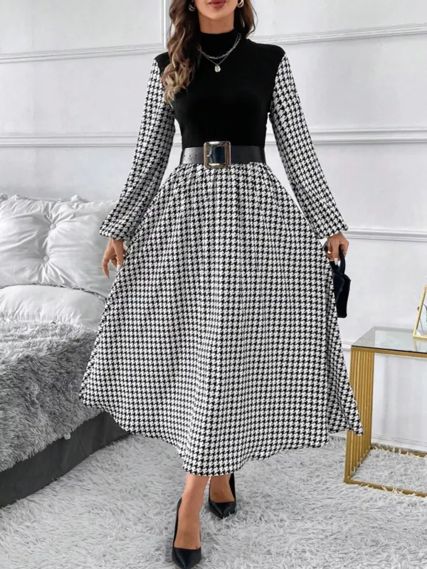 Houndstooth Mock Neck A-Line Dress sold by Charming Charlie