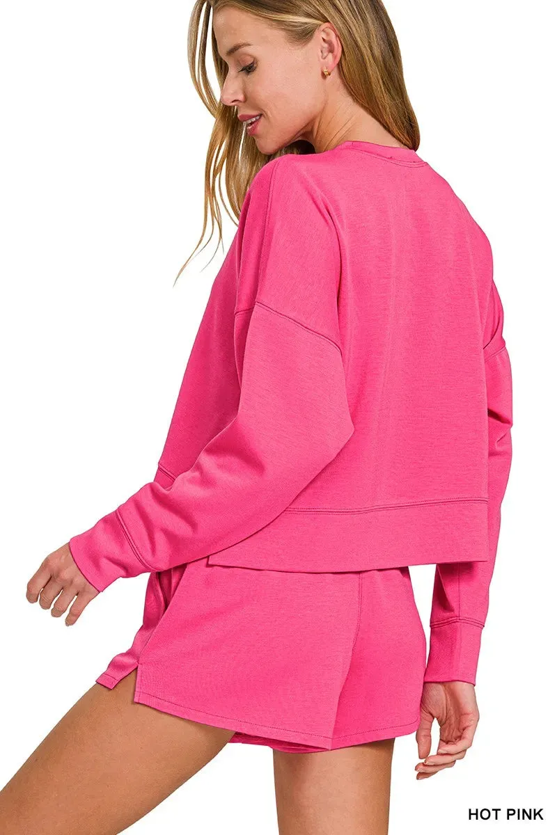 Zenana Scuba Long Sleeve Sweatshirts & Shorts Set sold by Charming Charlie product image thumbnail 2