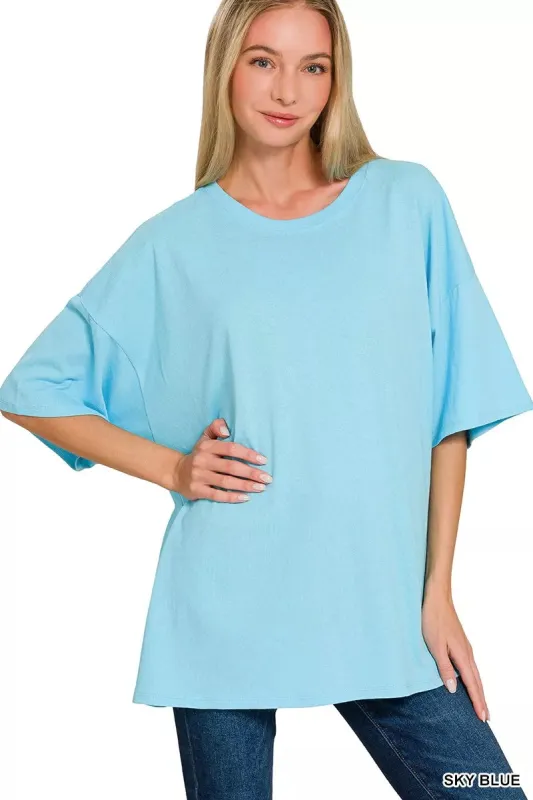 Zenana Cotton Short Sleeve Oversized Tunic Tee sold by Charming Charlie