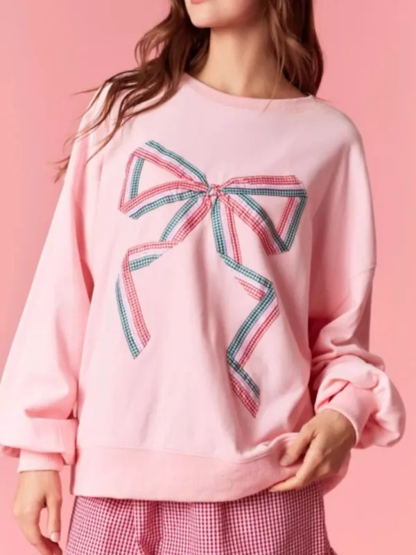 Bow Crew Neck Sweatshirt sold by Charming Charlie