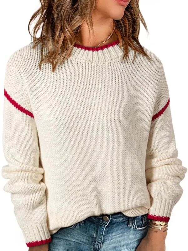 Contrast Trim Round Neck Sweater sold by Charming Charlie