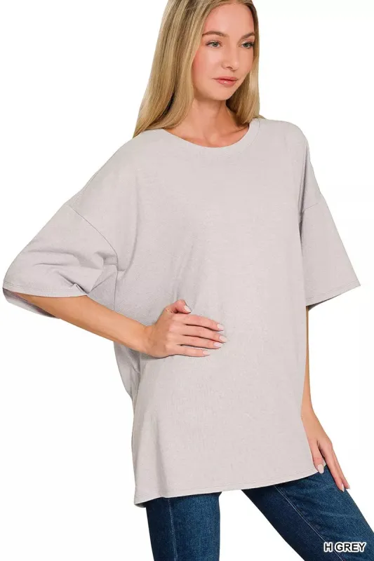 Zenana Cotton Short Sleeve Oversized Tunic Tee sold by Charming Charlie
