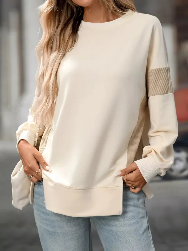 Side Slit Round Neck Sweatshirt sold by Charming Charlie