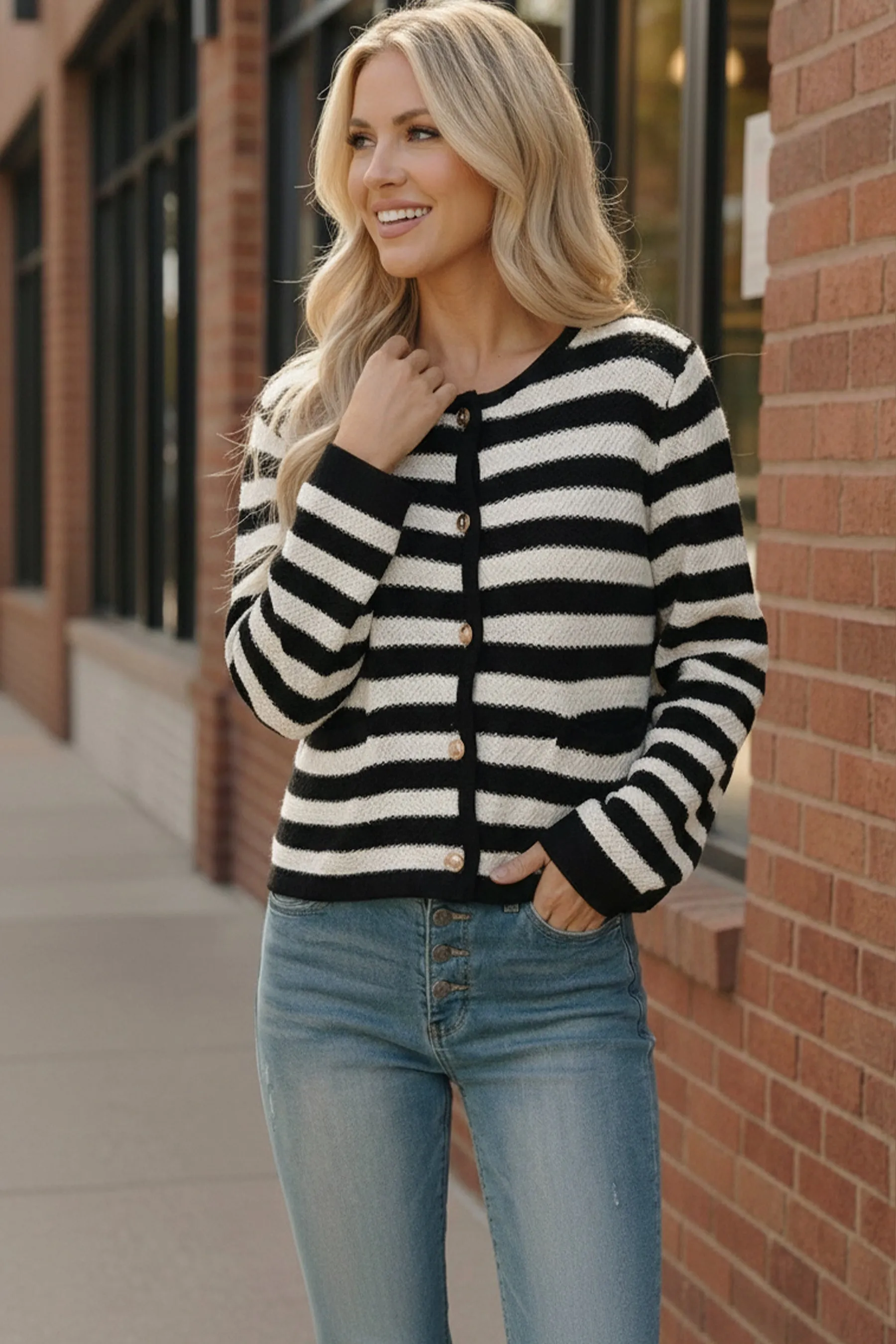 The Parisian Stripe Cardigan sold by Charming Charlie product image thumbnail 2
