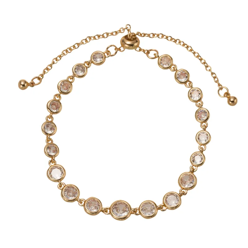 18K Gold Plated CZ Round Chain Bracelet sold by Charming Charlie