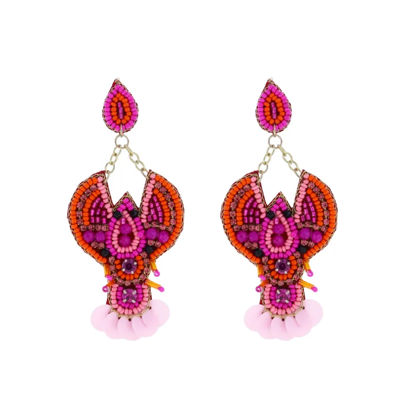 Pink, Orange, Light Pink Beaded Crustacean Earring sold by Charming Charlie
