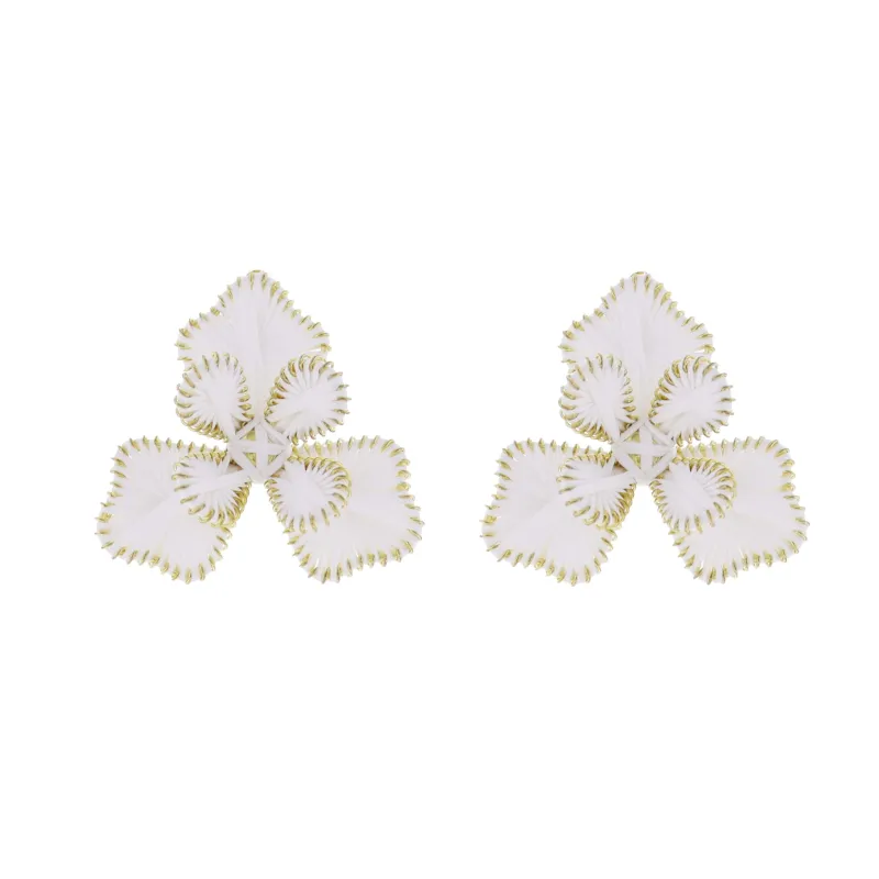 White Raffia Flower Earring sold by Charming Charlie