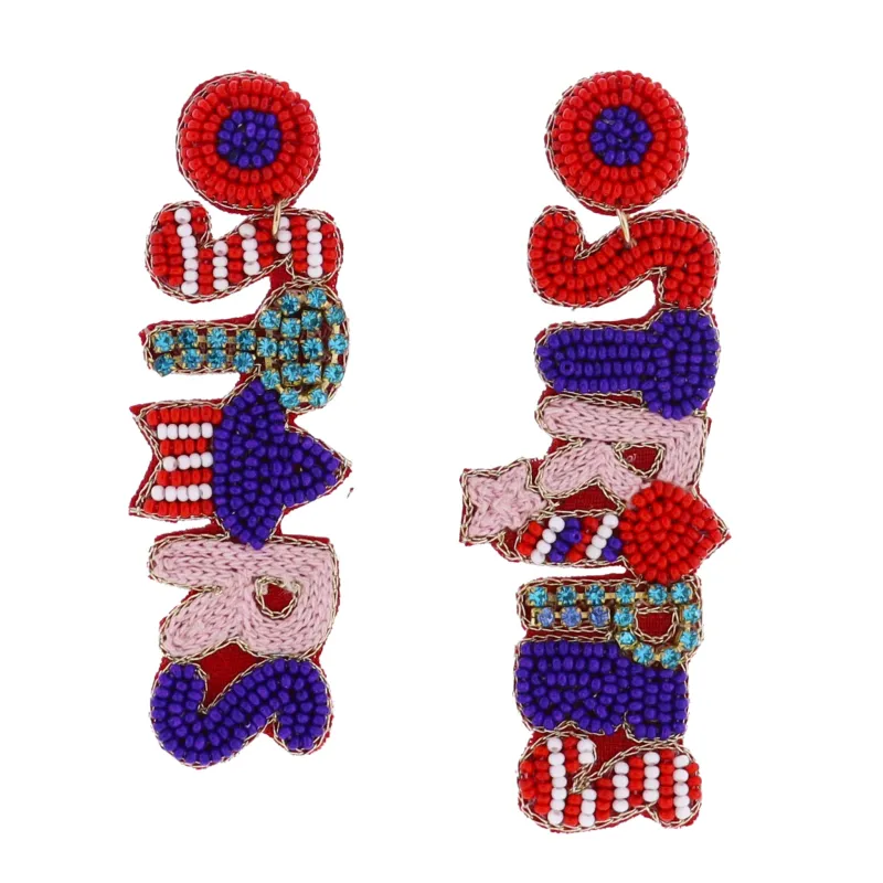 Red, White, Blue, Pink Beaded "Stars" and "Stripes" Earring sold by Charming Charlie