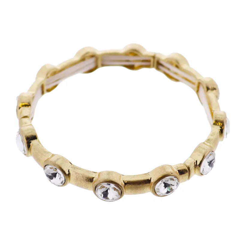 Gold Large Crystal Artisan Stretch Bangle Bracelet sold by Charming Charlie