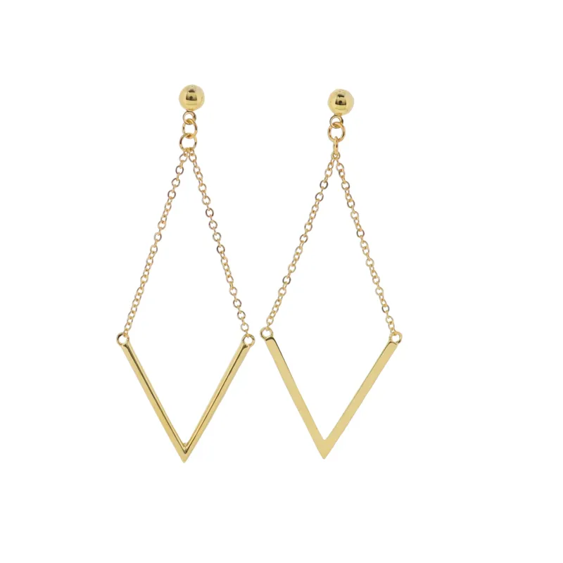 18K Gold Plated Gold Half Chain Diamond Shape Earrings sold by Charming Charlie