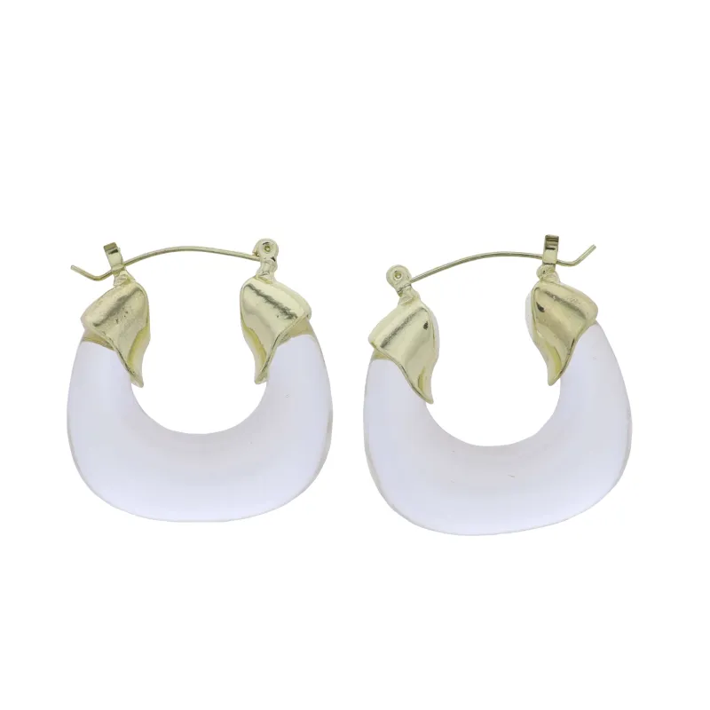 Gold, Clear Wide Hoop Earrings sold by Charming Charlie