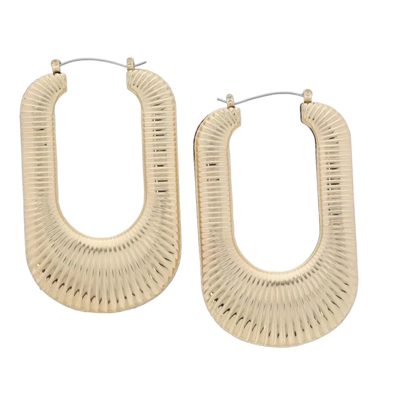 Gold Line Textured Large U Hoop Earring sold by Charming Charlie