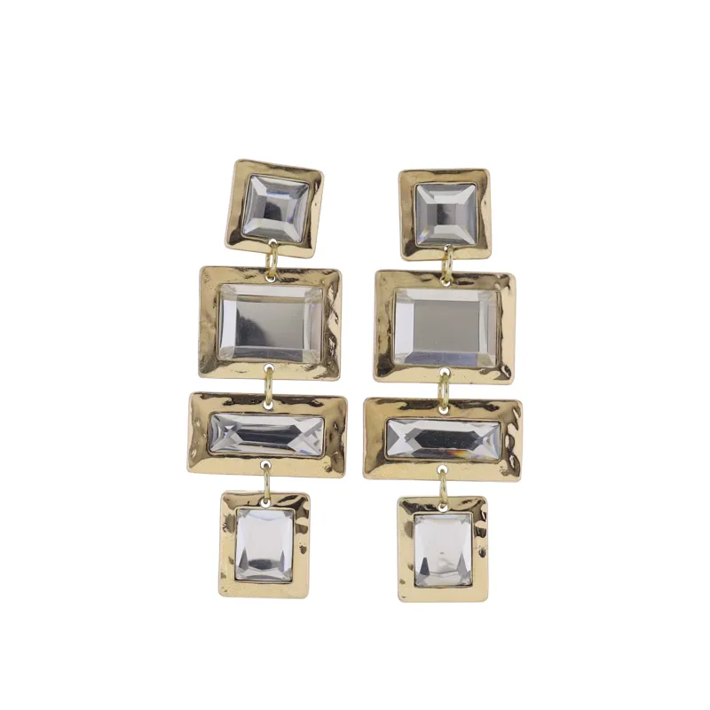 Gold Earring with Clear Crystal Squares & Rectangles sold by Charming Charlie