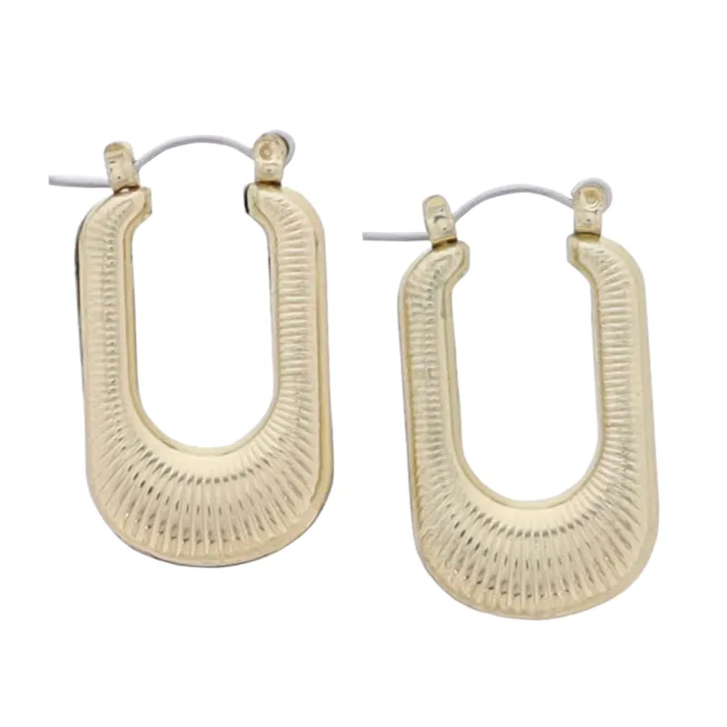Gold Line Textured Small U Hoop Earring sold by Charming Charlie