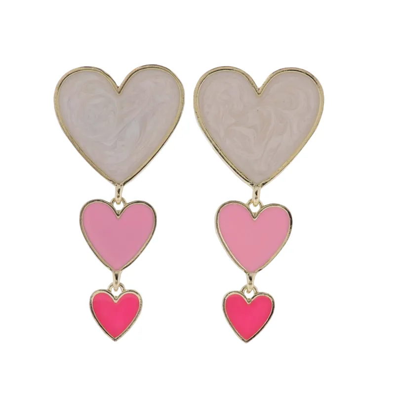Pink, White Enamel Hearts Earring sold by Charming Charlie