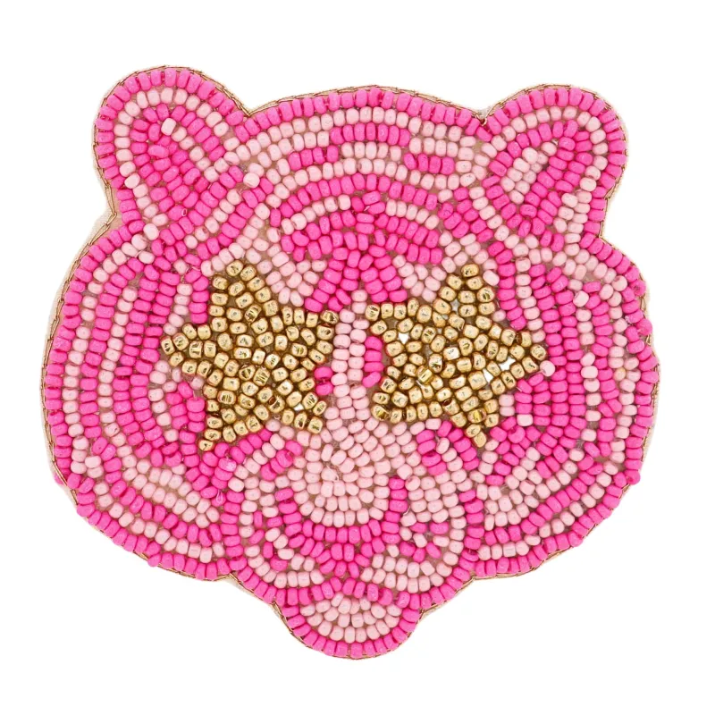 Tiger Hot Pink, Pink, & Gold Beaded Brooch sold by Charming Charlie