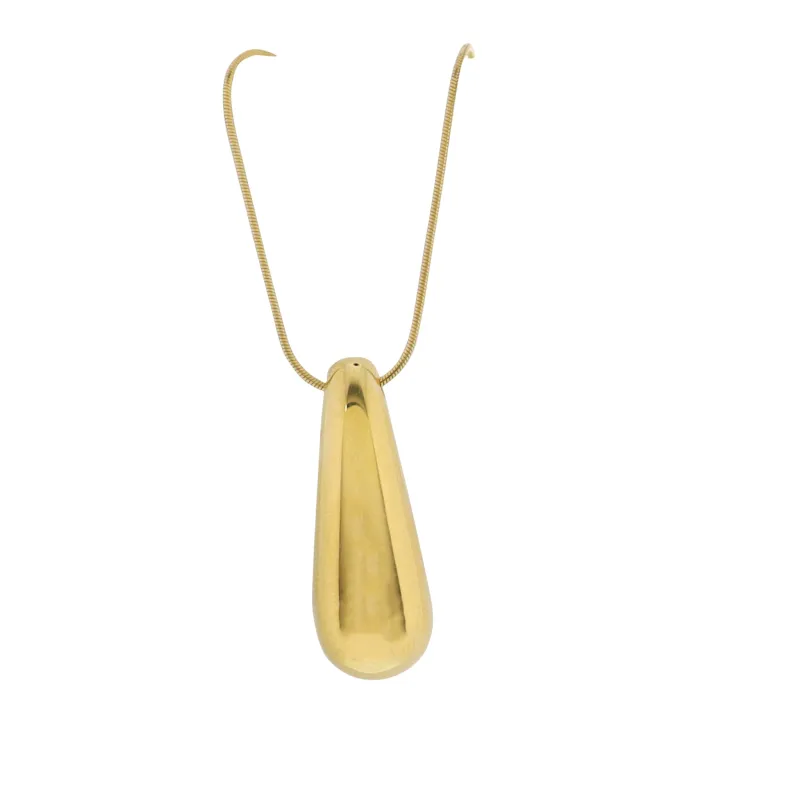 18K Gold Plated Snake Chain Necklace with Gold Elongated Teardrop sold by Charming Charlie