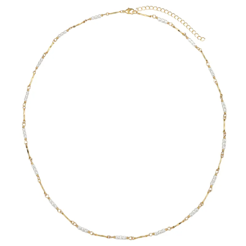 18K Gold Plated Gold, Pearl 4mm Pearl Chain Necklace sold by Charming Charlie