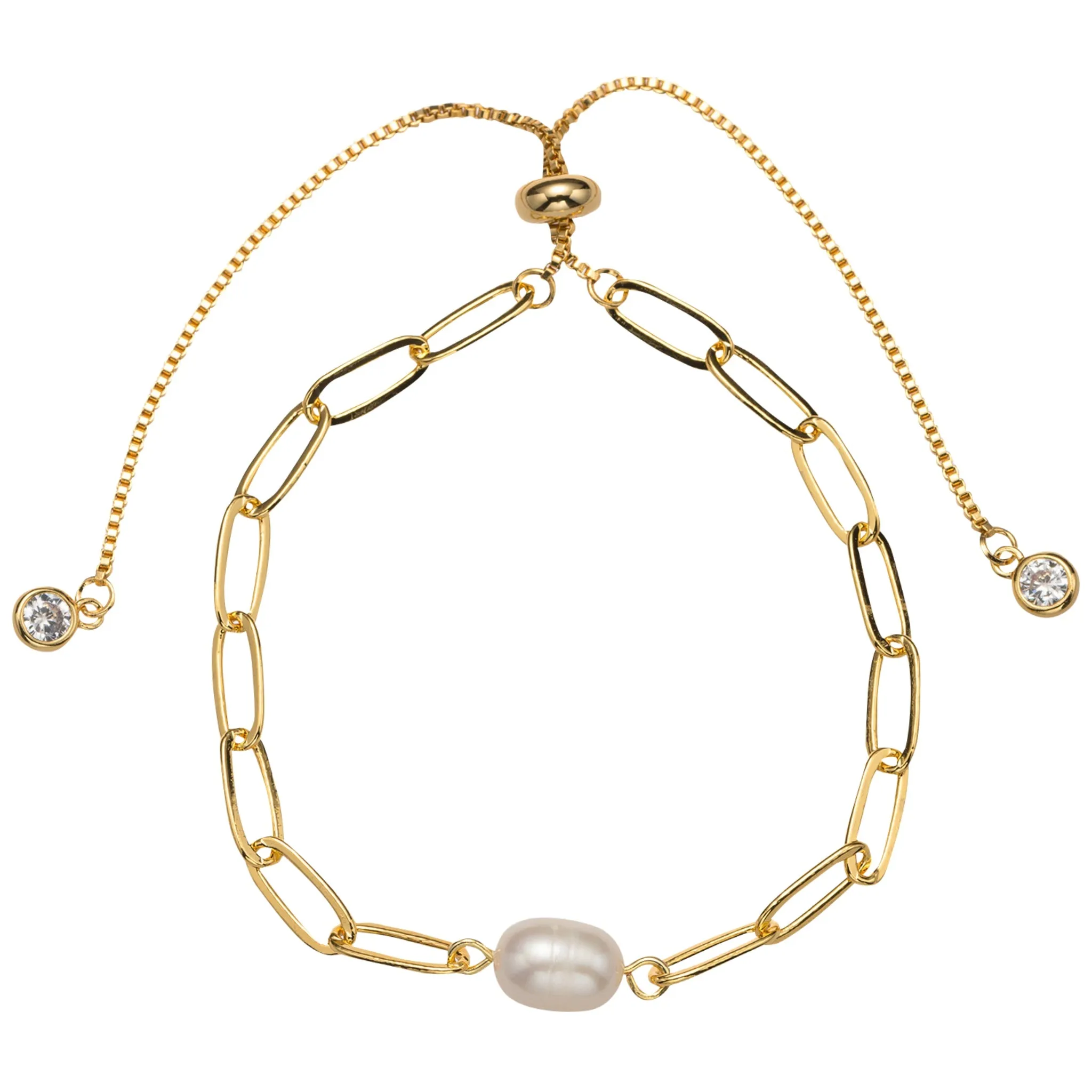 Gold Chain Bracelet with White Single Pearl sold by Charming Charlie