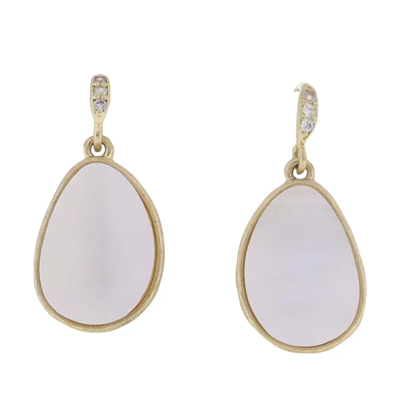 Gold Organic Oval Earring with White Shell & Crystal Threader sold by Charming Charlie