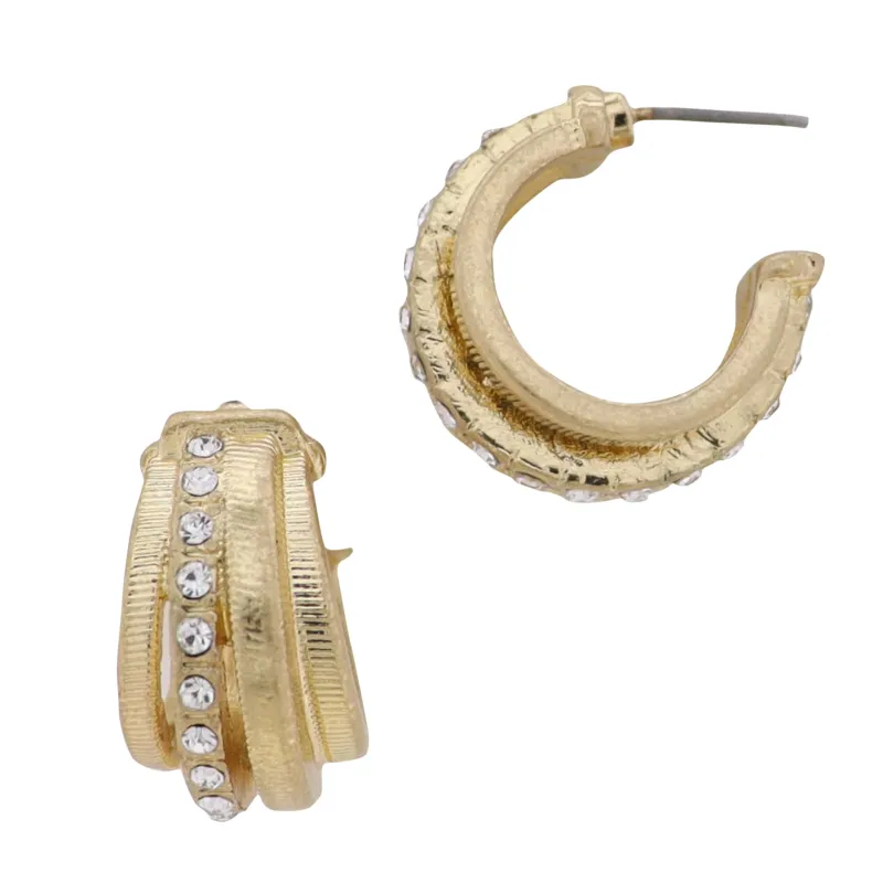 Gold Faux Multi Hoop Earring with Clear Crystal Accents sold by Charming Charlie