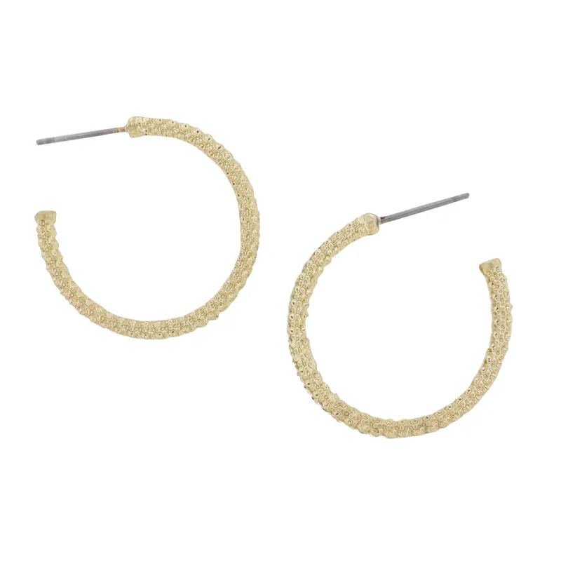 Gold Textured Hoop Earring sold by Charming Charlie