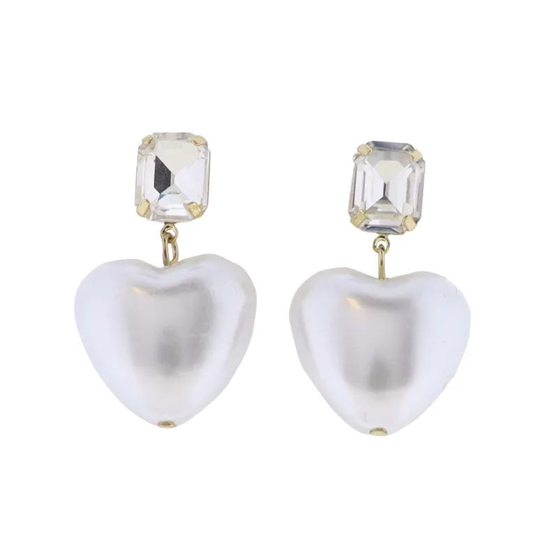 Pearl Heart Earring with Clear Crystal Post sold by Charming Charlie