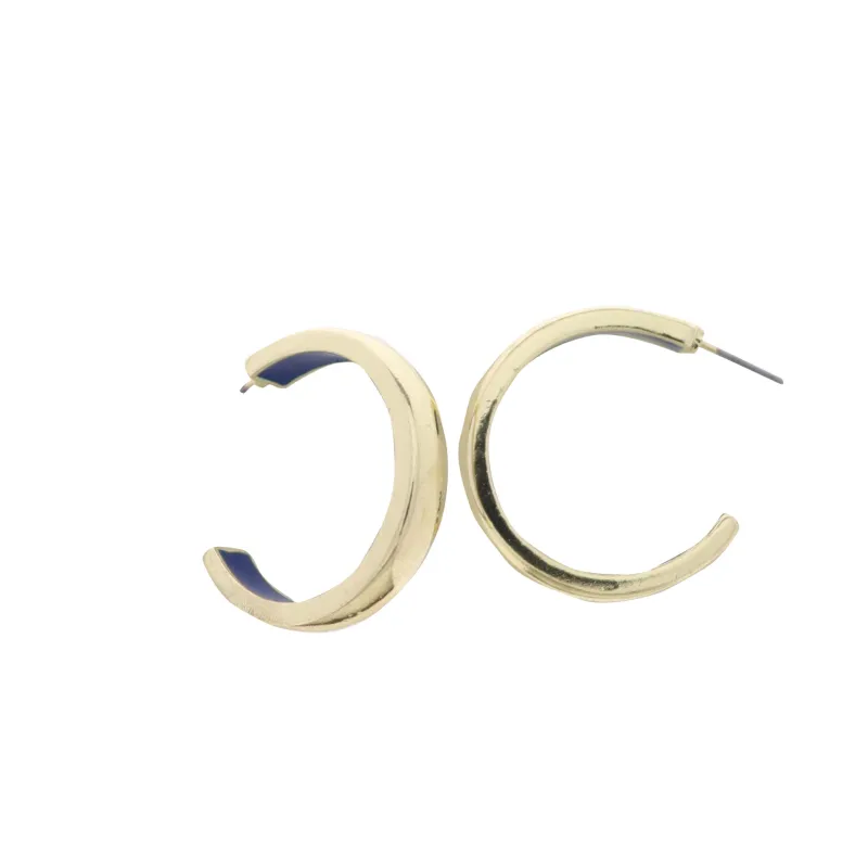 Gold Hoop Earring with Navy Enamel Inside sold by Charming Charlie