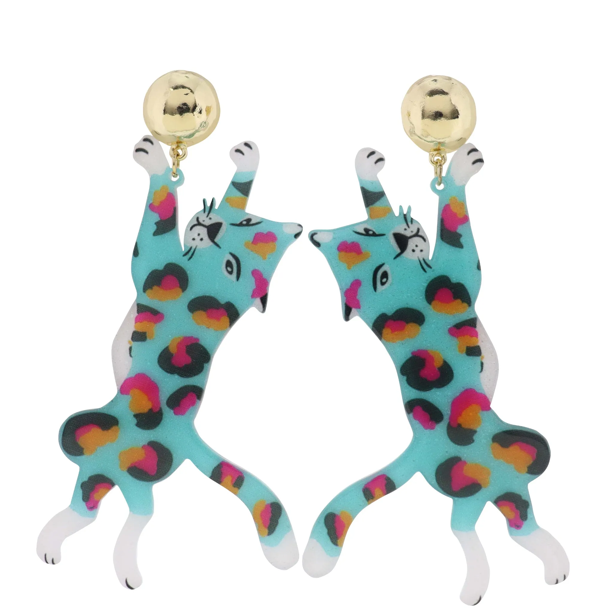 Tq, Pink, Orange Leopard Earring with Gold Post sold by Charming Charlie