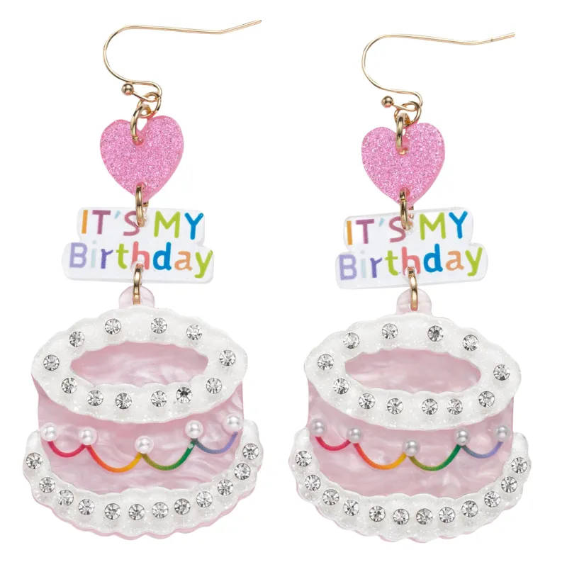 Multi Cake Earring with Pink Heart, "It's My Birthday" sold by Charming Charlie