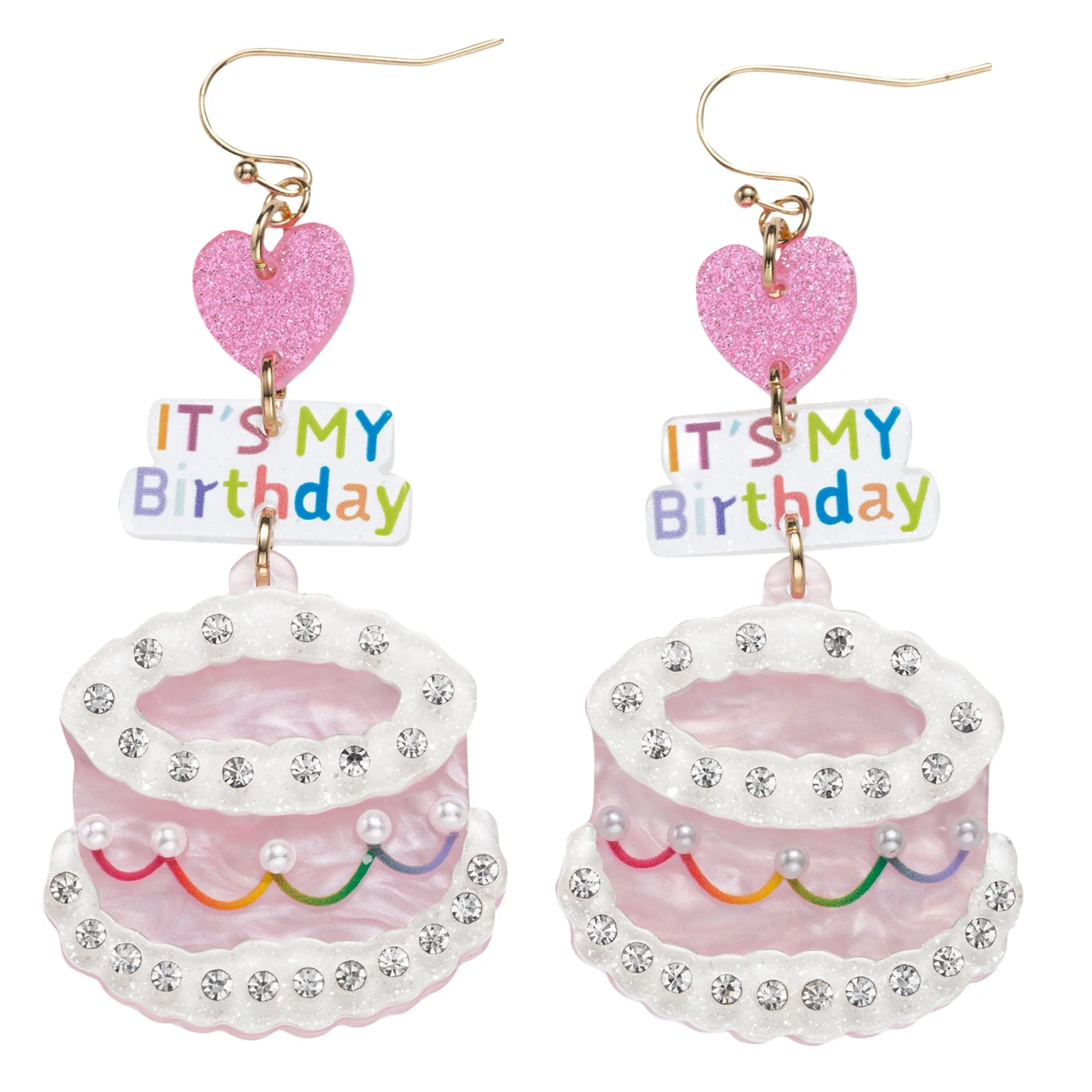 Multi Cake Earring with Pink Heart, "It's My Birthday" sold by Charming Charlie