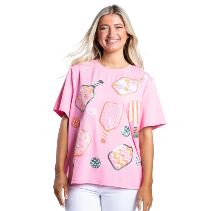 Pickleball Queen Pink Short Sleeve T-Shirt sold by Charming Charlie