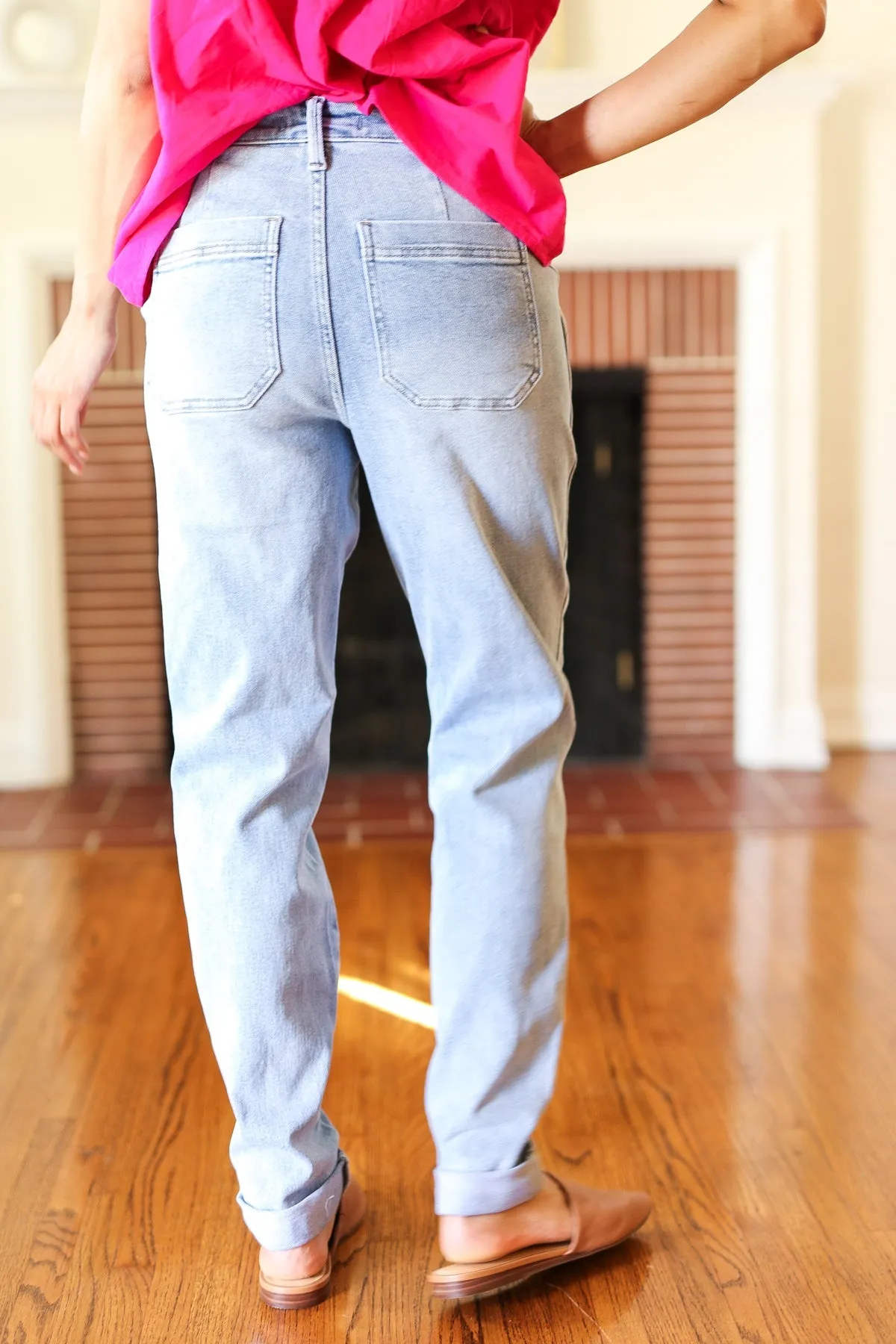 Judy Blue Everyday Bliss Light Wash Drawstring Jogger Style Jeans sold by Charming Charlie product image thumbnail 3