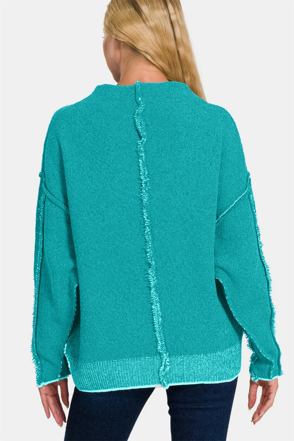 Zenana Exposed Seam Mock Neck Long Sleeve Sweater sold by Charming Charlie product image thumbnail 2