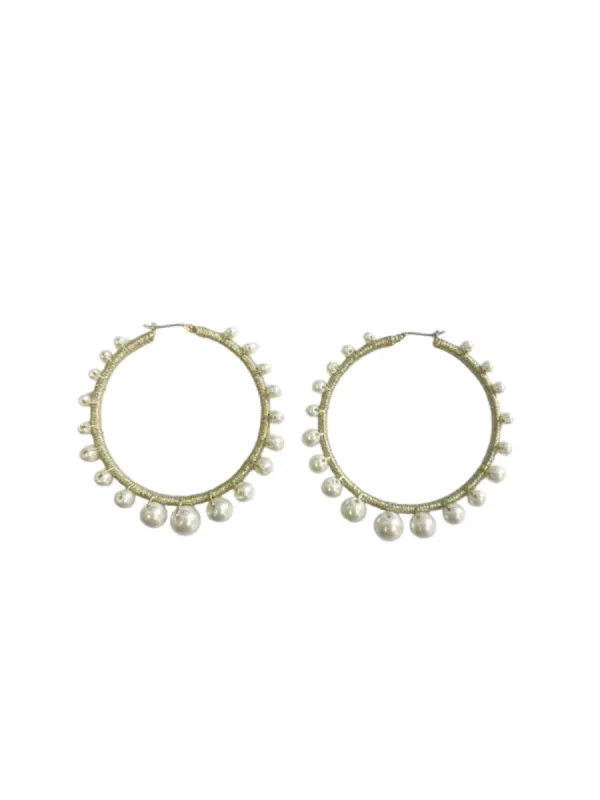 Rebecca Minkoff- Gold Beaded Hoop Earring sold by Charming Charlie